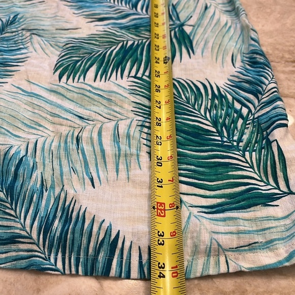 TAHARI | Linen Tropical Flutter Sleeve Shift‎ Dress | Blue & White | Small - Picture 5 of 13
